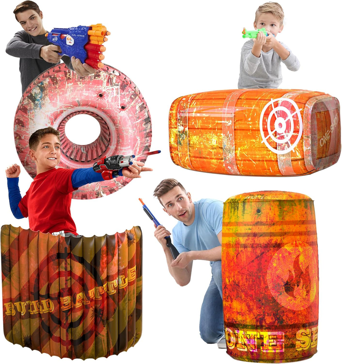 Skywin Inflatable Obstacles, Inflatable Battle Bunkers - 1 Pack / Orange