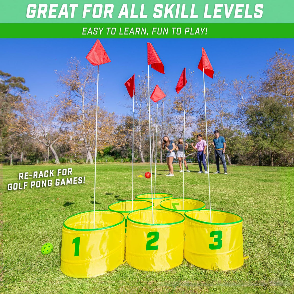GoSports Yard Links backyard golf game with buckets, flags and oversized balls - view 9