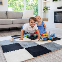 16 Carpet Squares Puzzle Mat 49" x 49" Baby Mat for Floor - Black,gray,white - image 4