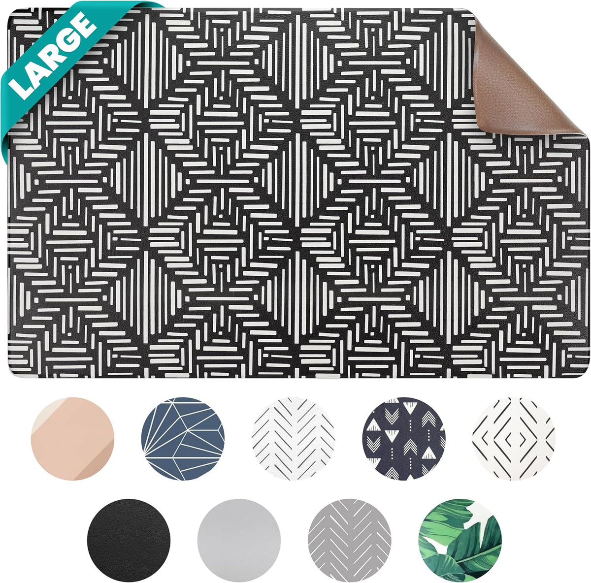 Dog Mat for Food and Water, Cat Feeding Mat - 16.5"L x 26"W / Boho Bliss