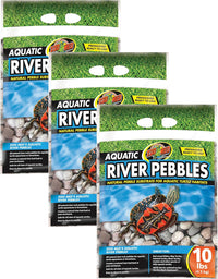 Zoo Med Aquatic River Pebbles for Turtle – Daily Care for Reptiles And Amphibians - 10 Pound (Pack of 3)