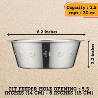 Pet Feeder Stainless Steel Dog Bowls Replacement 8" Diameter 2-Pack – Essentials for Dogs - 2.5 cup (Embossed) / Single Pack - image 3