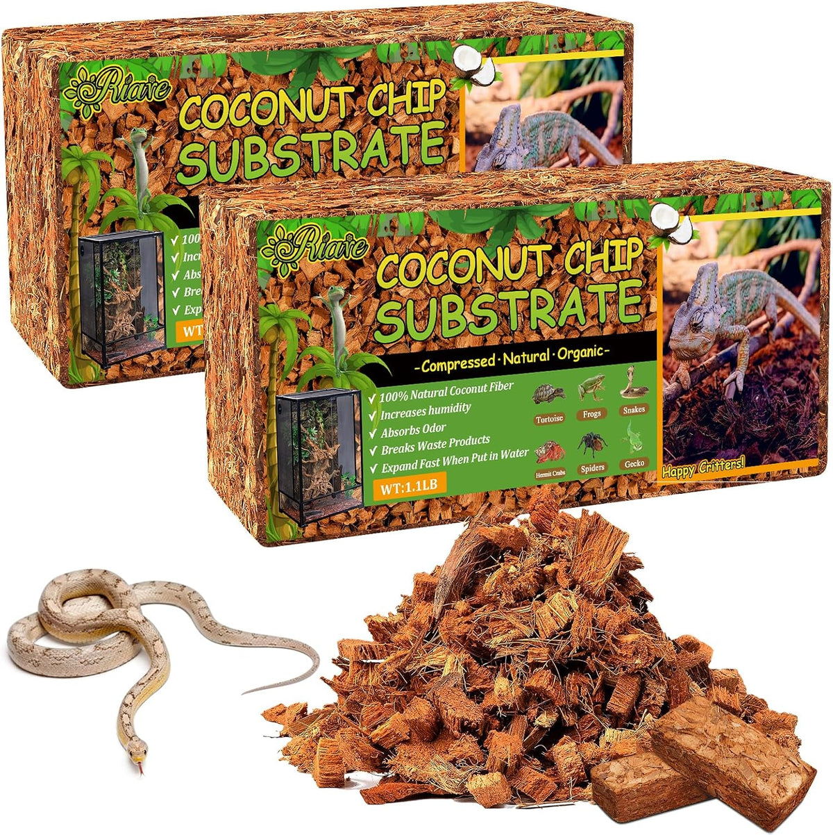 10LB Coconut Husk Chip for Reptiles - 2 Pack