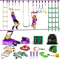 Ninja Warrior Obstacle Course Kids Outside - Purple / 55ft Double Line Kit – 10 Obstacles