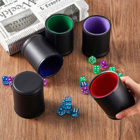 5 Pack PU Leather Dice Cups Felt Lining Quiet Shaker with 30 Dot Dice - Mixed Colors - image 2