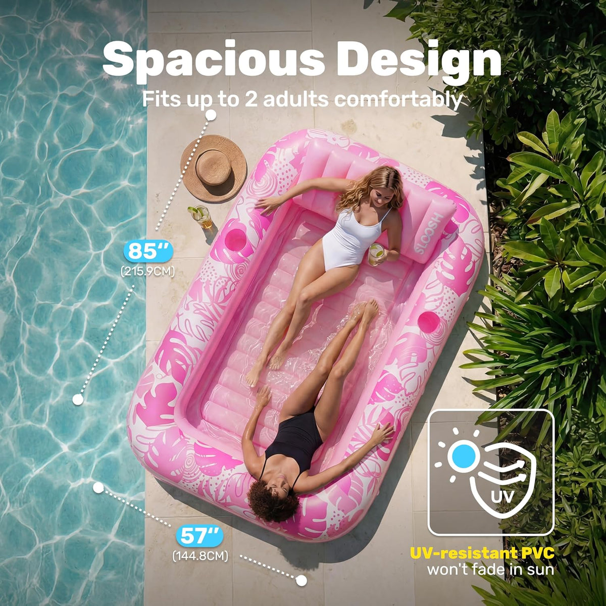 SLOOSH Inflatable Tanning Pool Lounger Float - Blushing Pink / X-Large - image 2