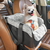 PETSFIT Cat Car Seat, Portable Console Dog Car Seat with Safe Protective Hooks, Luxury Pet Car Seat - Black / Small