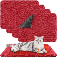 Drydiet 4 Pack Self Warming Cat Mat for Pets - 16 x 20 Inch / Red / Solid