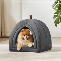 Bedsure 2in1 Cat Beds for Indoor Cats Cave for Kitten with Washable - L(17.3x17.3x17.3) / Dark Grey - image 2