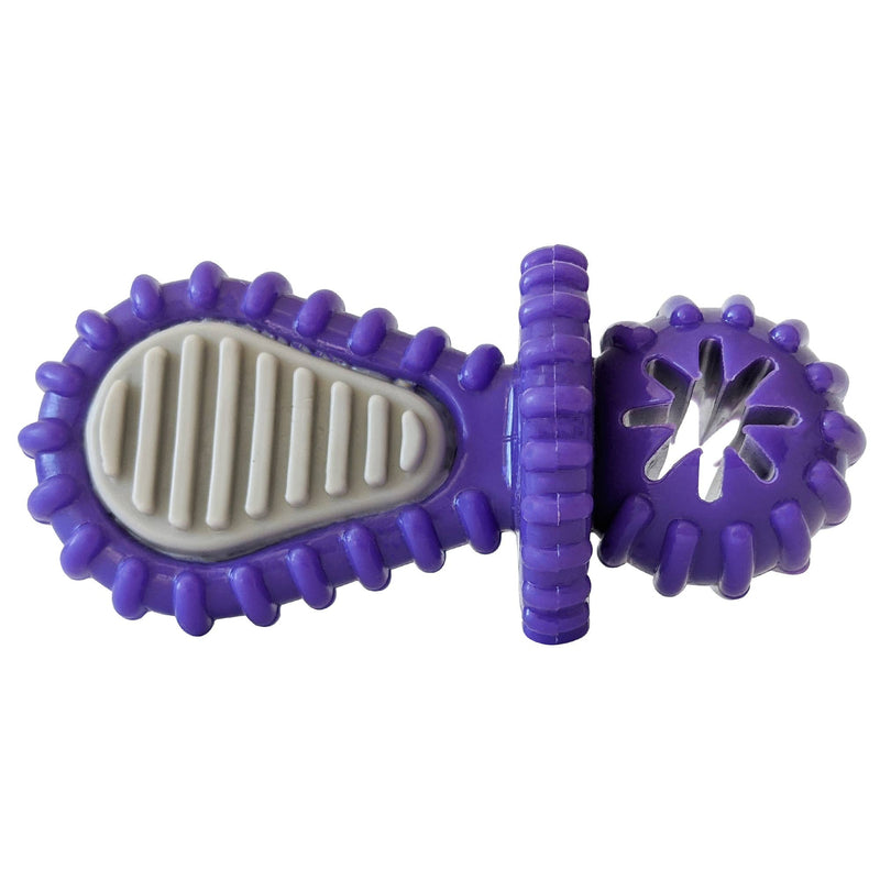 Purple Rubber Dental Pacifier Dog Toy – Ridges, Treat Hole & Durable Design - BIG FRENCHIES
