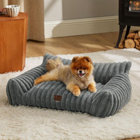 Bedsure ComfyFleece Shown on TV Fluffy Cute Cat Couch for Pets - 30x20x10" / Warm Grey