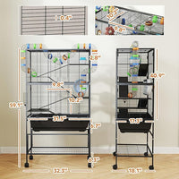 PawHut Hamster Cage with Deep Tray, 5 Tier Rolling Rat Cage with Storage Shelf, Big Exercise Wheel, Tube System, Hut, Platforms, Ramps, Food Dish, Water Bottle, for Syrian, Gerbil, Mouse