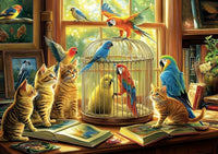 Halloween Puzzle 500 Piece with Lettered for Adults Gift - 500piece - Kitten & Parrot - 23x15" / Retired Models