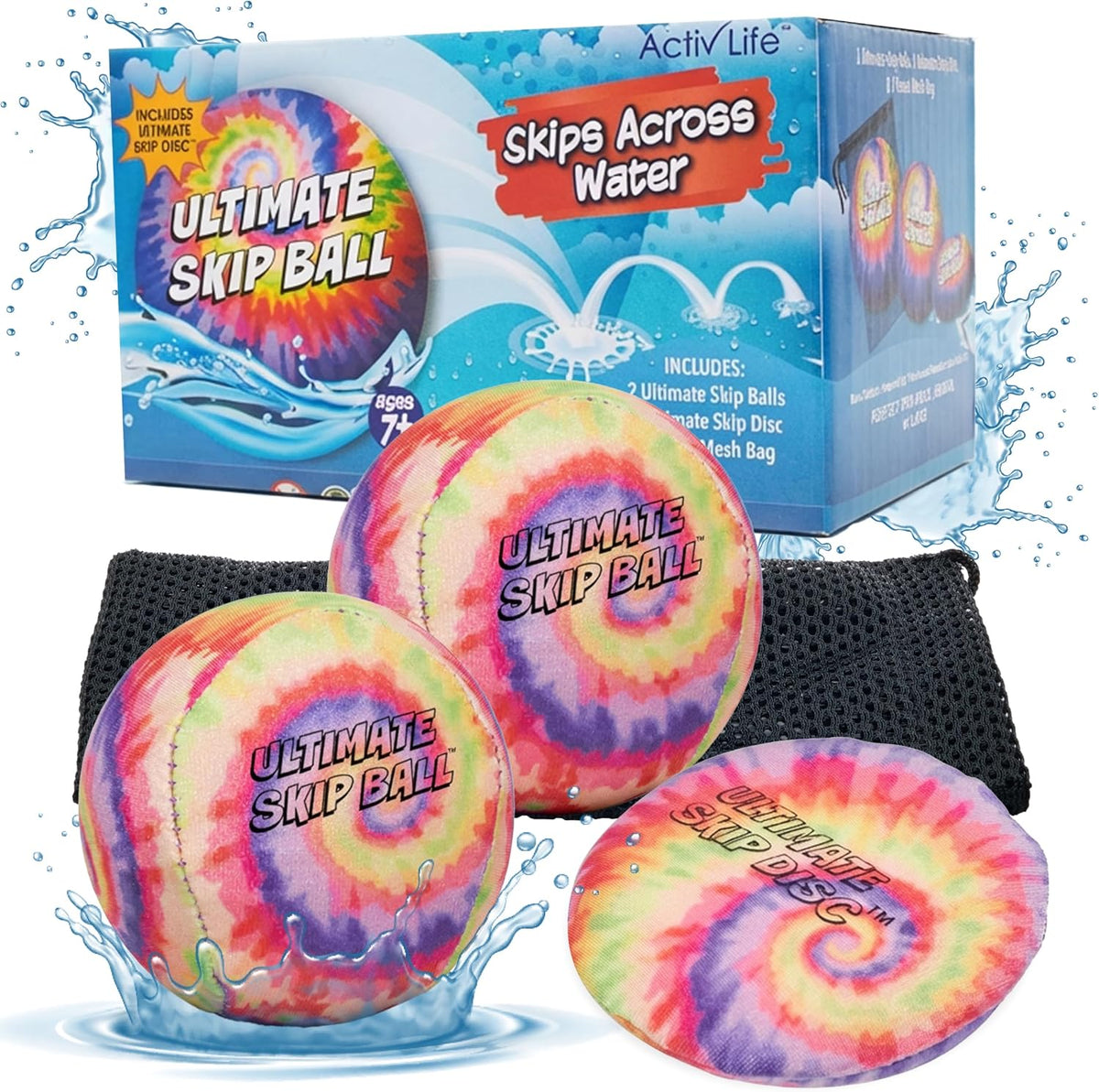 Activ Life The Ultimate Water Skip Balls - 2.2" / Tie Dye