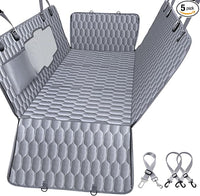 Back Seat Extender for Dogs-Supports 400lb,Waterproof Dog Car Seat Cover Hard Bottom-Detachable,600D Heavy Duty Scratch Proof Nonslip Soft,Dog Hammock for Car,SUVs-Grey