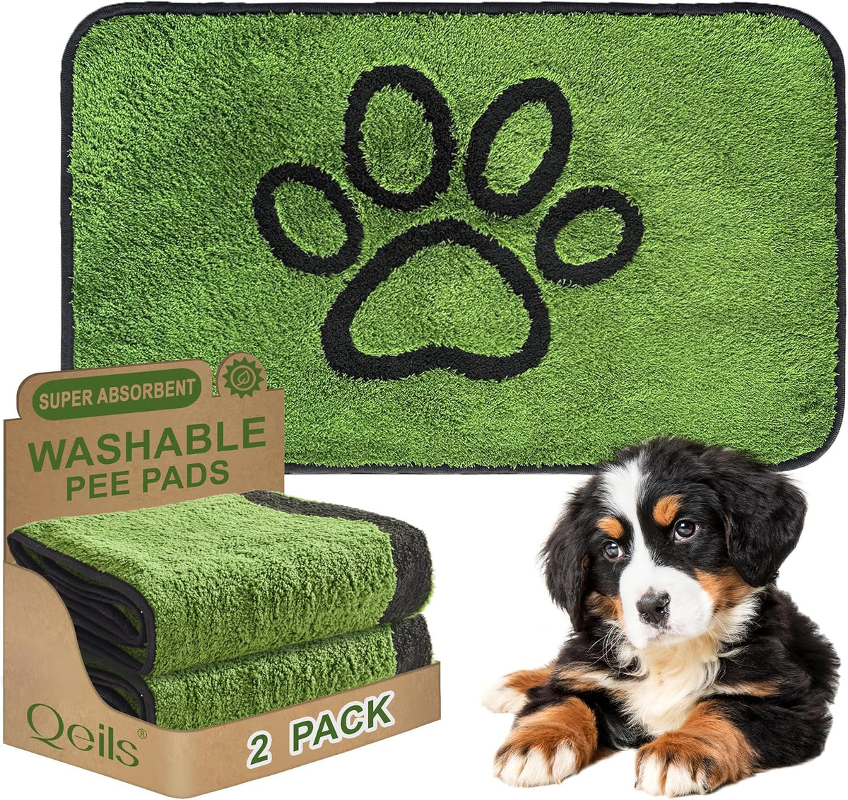 Reusable Dog Pee Pads, Washable Puppy Pads - Flannel / 18"x30"(pack of 2)