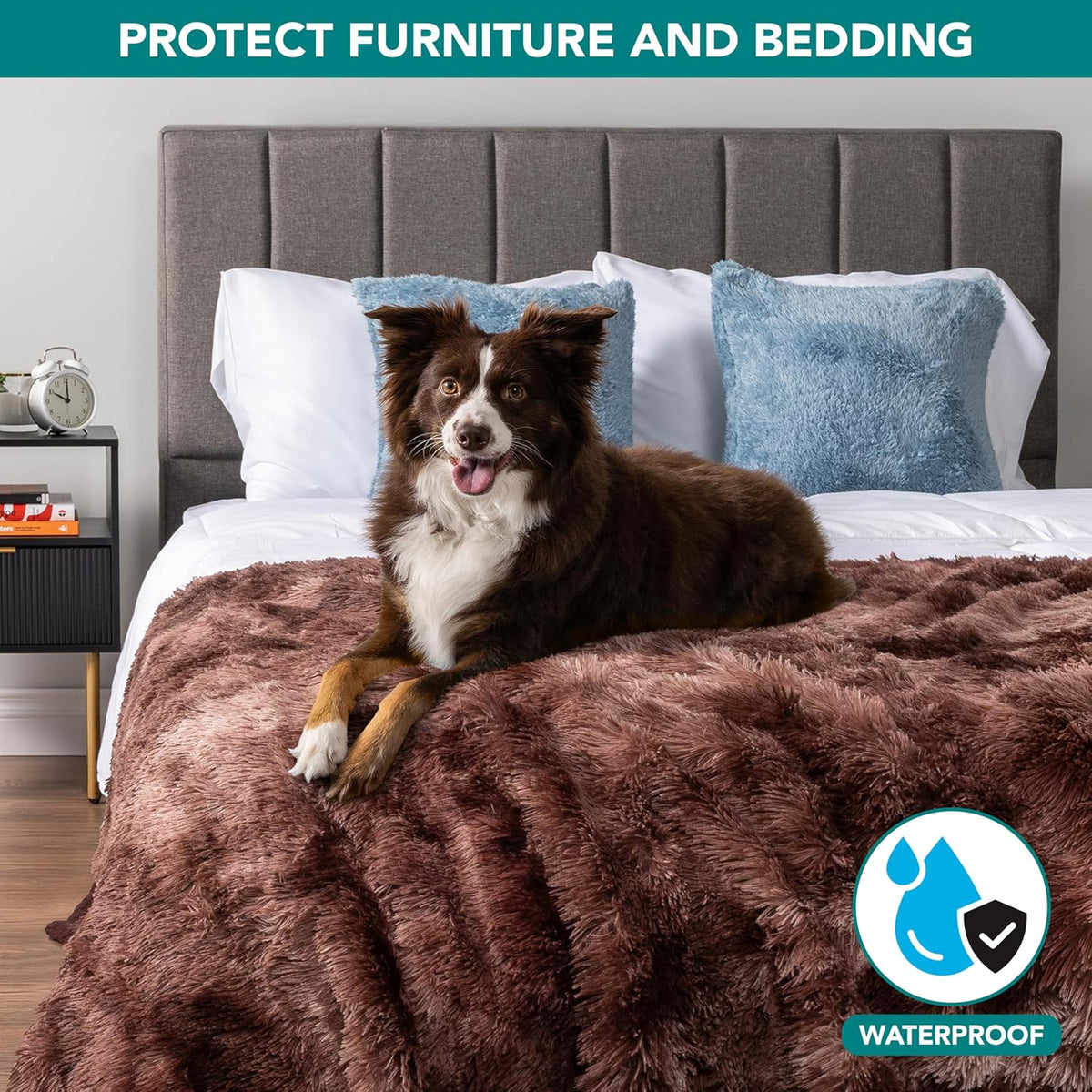 PetAmi Waterproof Dog Blanket for Couch Protector Pet Throw - Tie-dye Brown / Queen (90x90) - image 2