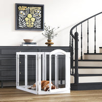 PAWLAND Dog Gate Indoor with Door, Freestanding, Foldable - White / 【6 Panels with Door】144"W x 32"H - image 4