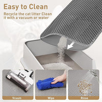 Large Cat Litter Mat for Litter Box, 47"×27.5" Double Layer Trapping Mat, Non-Slip Water Proof Kitty Litter Pad, Grey