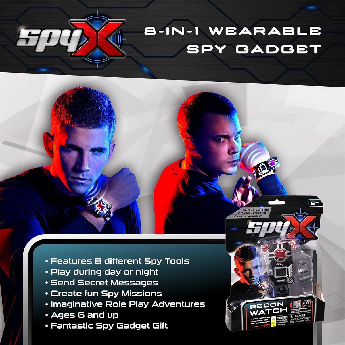 SpyX / Micro Gear Set - 4 Real Spy Toys Kit + Adjustable Belt for Spy Kids Role Play. Junior Secret - Childrens Recon Spy Watch - image 2