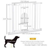 30"-41" Extra Wide Pet Gate Barrier with Small Door, 30"H Dog Gate with Safety Gate Barrier, Stair Pressure Fit, White