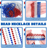Huskein Bead Necklace, 33" Colorful Mardi Gras Beads Necklaces - Red White Blue / 12 - image 3