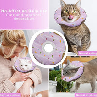 Cat Cone Collar Soft, Adjustable Cat Recovery Collar Kitten Cones to Stop Licking, Cute Donut E Collar After Surgery, Cats Neck Pillow Cone Elizabethan Cones of Shame (Waterproof Purple, Large)