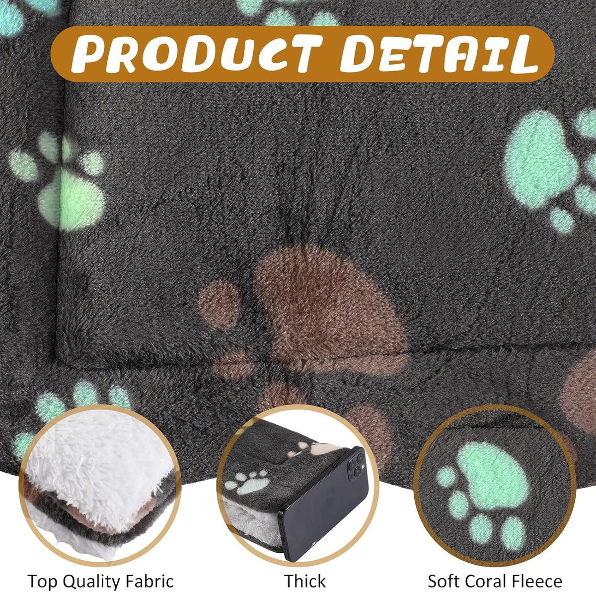 4 Pack Soft Pet Bed Mat Small Dog Crate Fleece – Essentials for Dogs - 23 x 18 Inches / Black - image 3