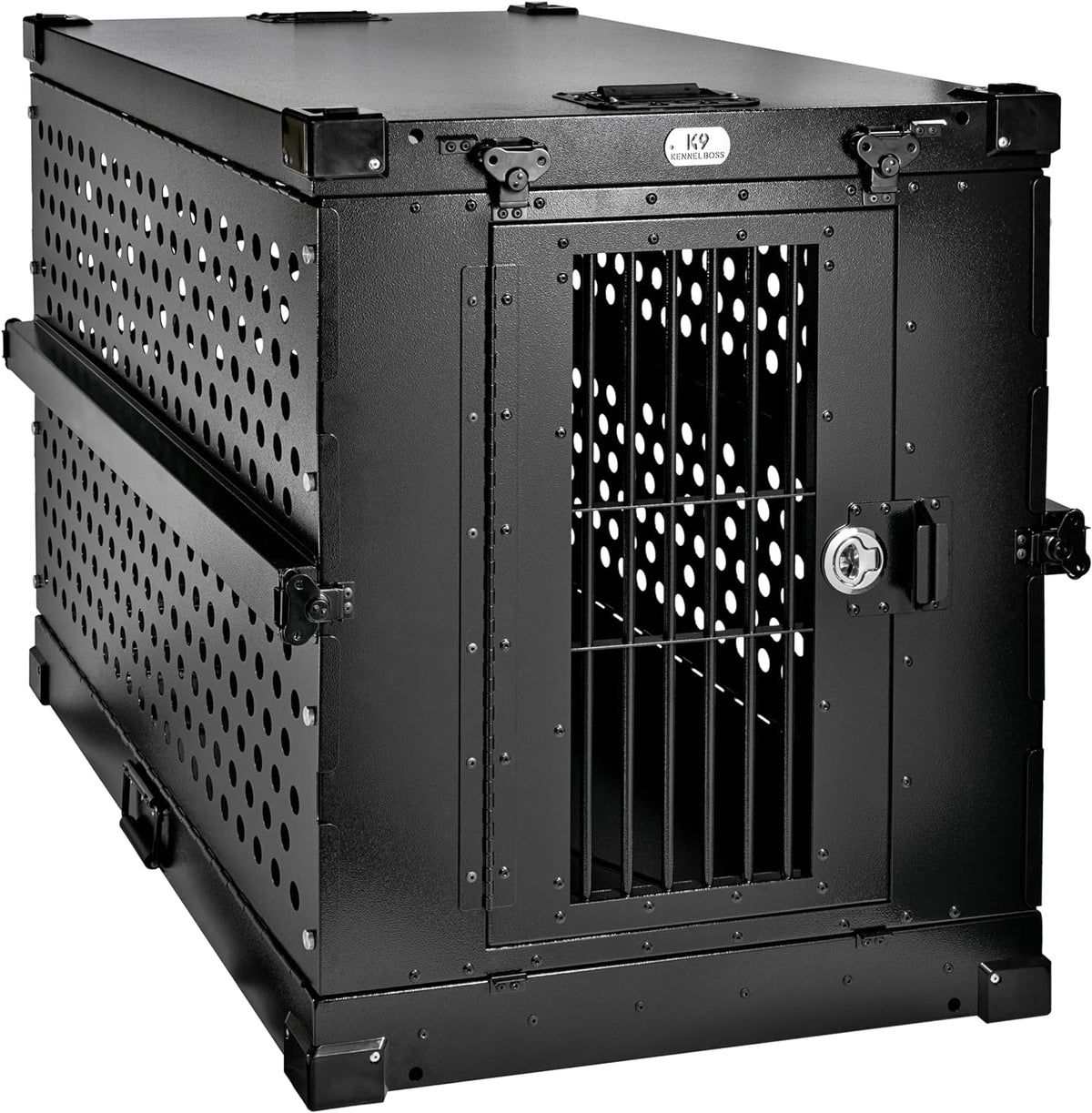 K9 Kennel Boss Aluminum Collapsible Dog Crate - Black / 41.6"L x 29.7"W x 33.9"H