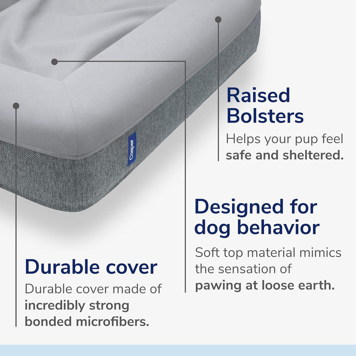 Casper Dog Bed, Plush Memory Foam - Gray / Small - image 2