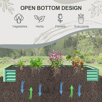 Domi Galvanized Raised Garden Bed, 8x4x1Ft Thickening Metal Planter Box for Vegetables Bottomless for Backyard Outdoor, 1" Deep w/ 228 Gallon Capacity - Green