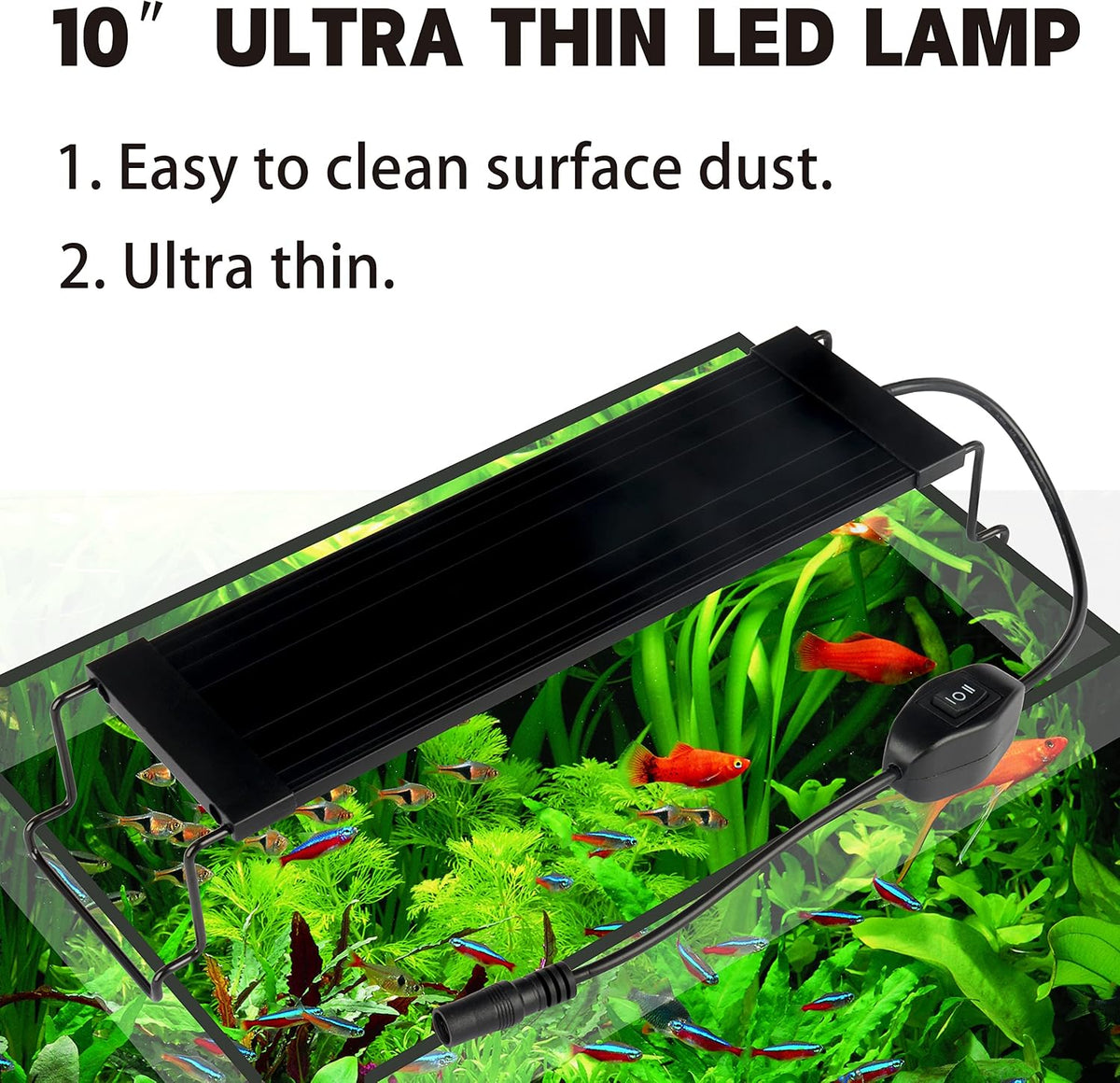 Ultra-Slim Full Spectrum LED Aquarium Light with Adjustable - 10-15" - image 3