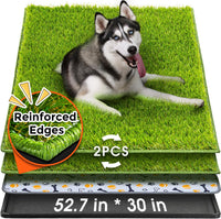 Hompet Dog Grass Pad with Tray Large, 35"x22.5" - Black / 52.7 x 30"