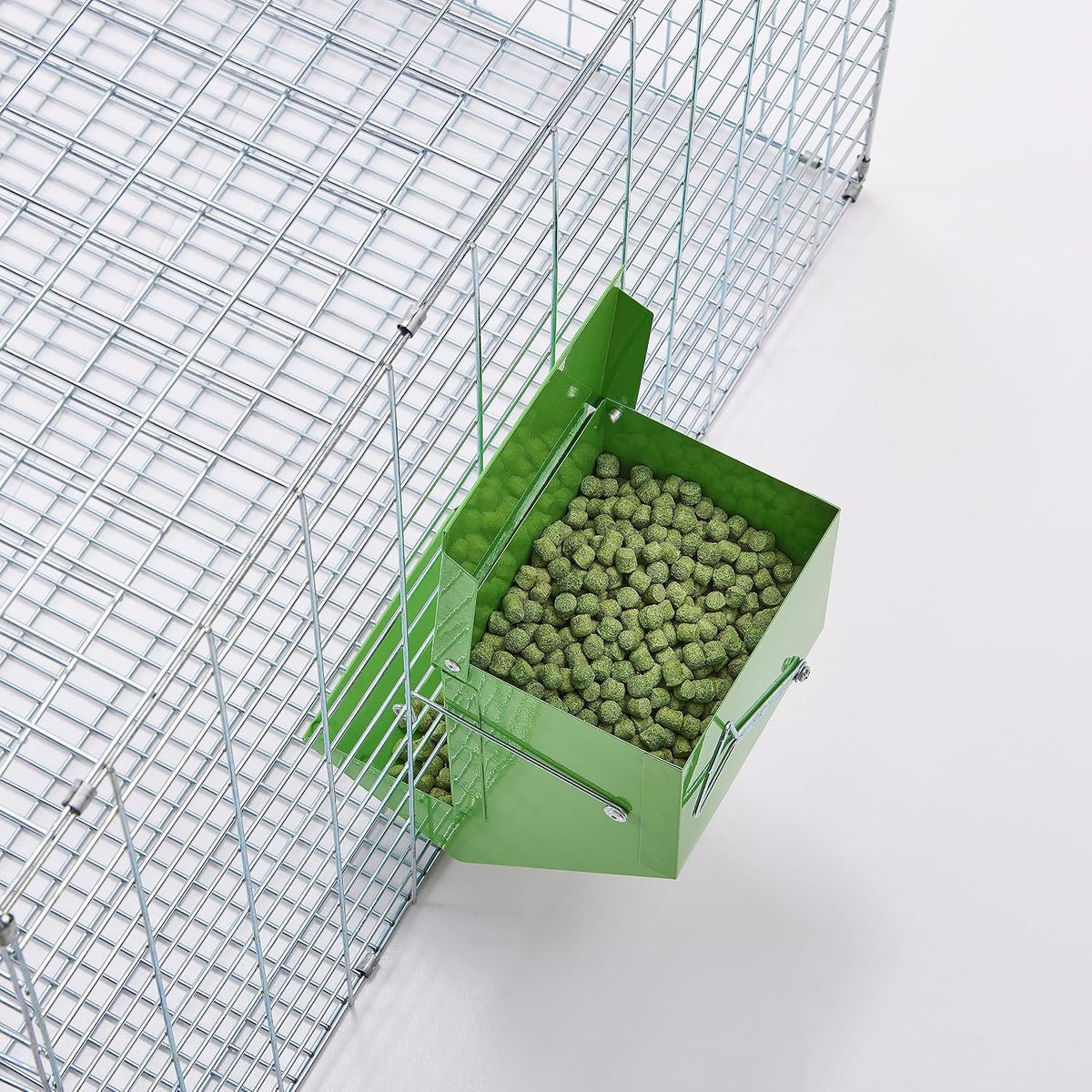 Metal Small Animal Feeder with Lid, Heavy Duty - 4.6 inch / Green - image 4