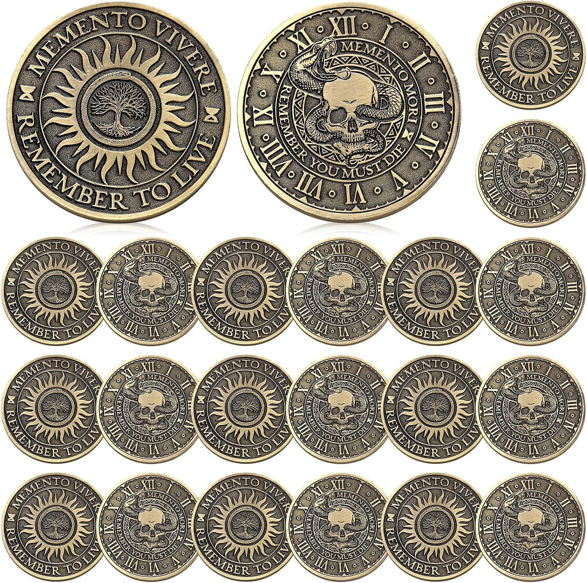 Misdary memento mori challenge coins in classic style copper finish with medallion box - view 5