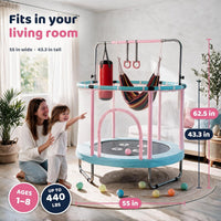 Happin 55’’ Trampoline for kids Safety Enclosure - Pastel Pink & Blue / Adventure - image 2