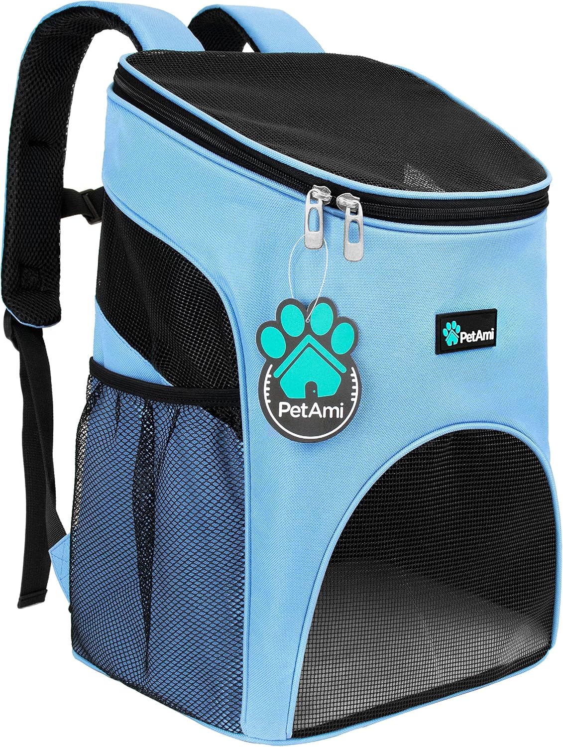 PetAmi Cat Backpack Carrier for Small Dogs and Large Cats - Light Blue