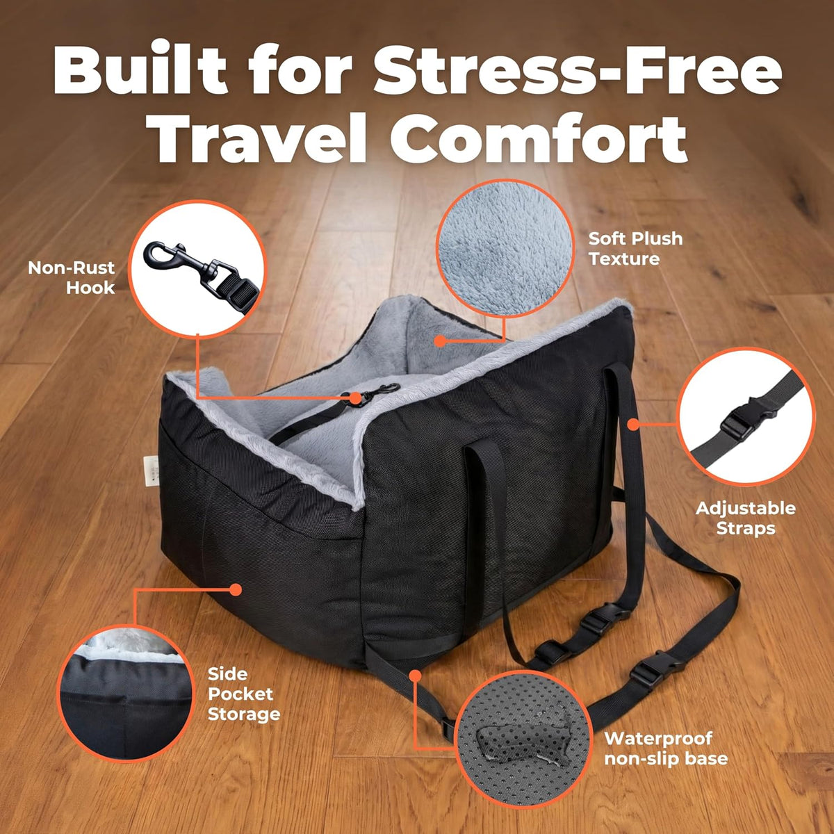 Best Pet Supplies Elevated Dog Car Seat for Small Dogs - Booster (Black) / 21" x 20" x 14" - image 4