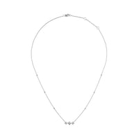 10K White Gold Bezel Set Princess Diamond 3 Stone Kite Shape and Station Necklace (H-I Color, SI2-I1 Clarity) - 18" Inches
