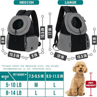 PetAmi Dog Carrier Backpack, Hands Free Front Pet Carrier - Gray / 16.5"L x 10.0"W x 17.0"H - image 2
