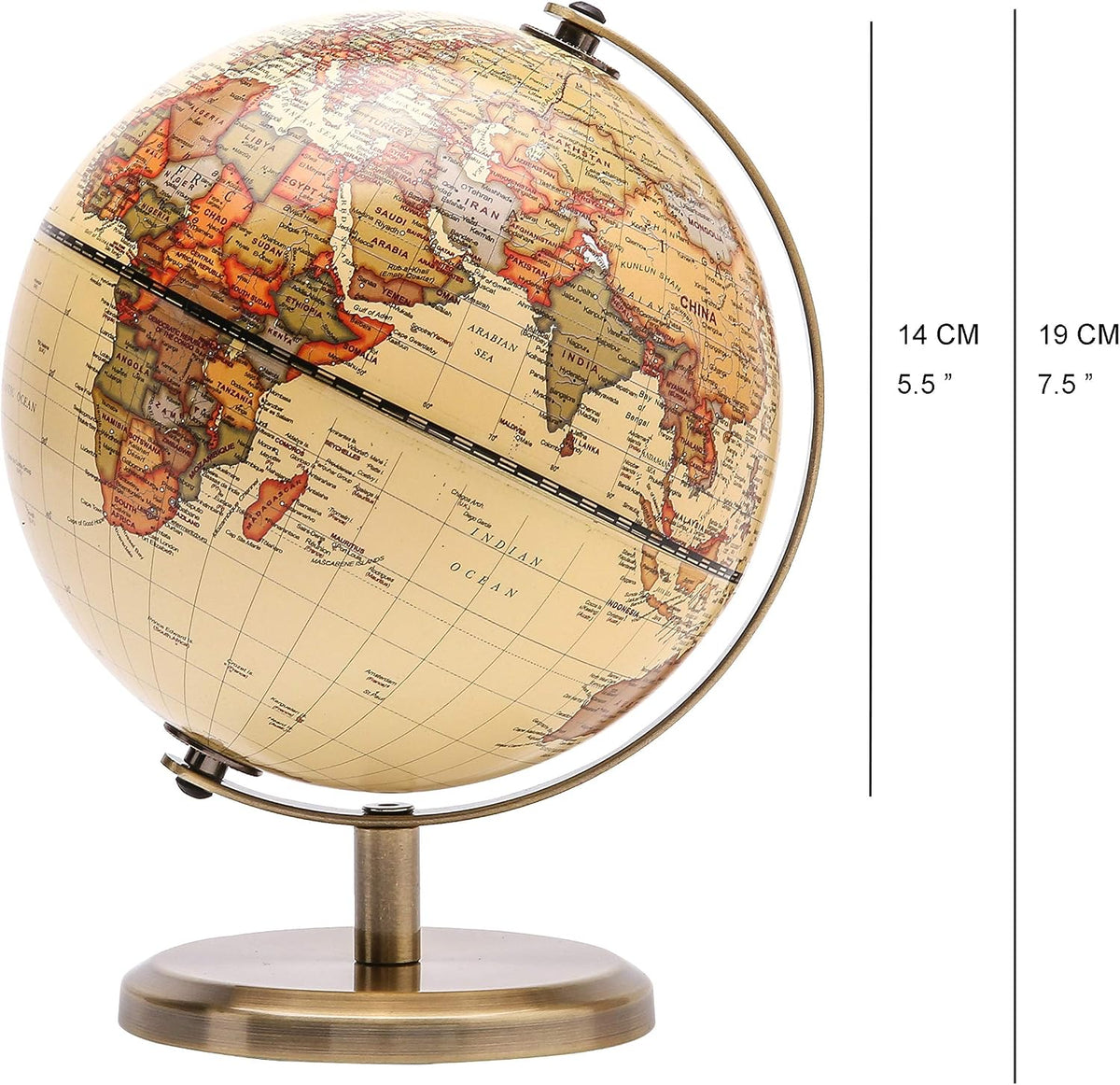 Annova Mini Antique Globe 4-inch / 10 cm - Brown-1 - image 3
