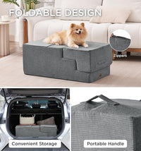 Made4Pets Dog Steps for Bed, Extra Wide Dog Stairs for High Bed Couch Sofa, 35D Foam Pet Steps for Small Dogs and Cats, Non-Slip Bottom Pet Stairs, Grey, 4 Steps