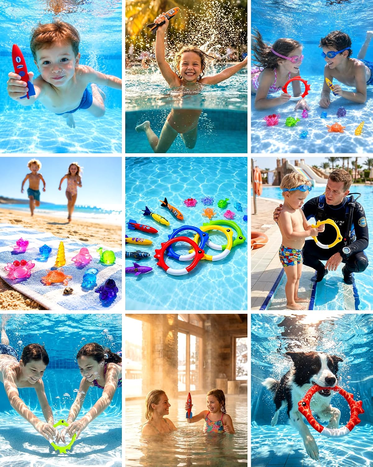20Pcs Summer Pool Diving Swimming Toys for Kids Ages 3-12 - 32blue - image 2