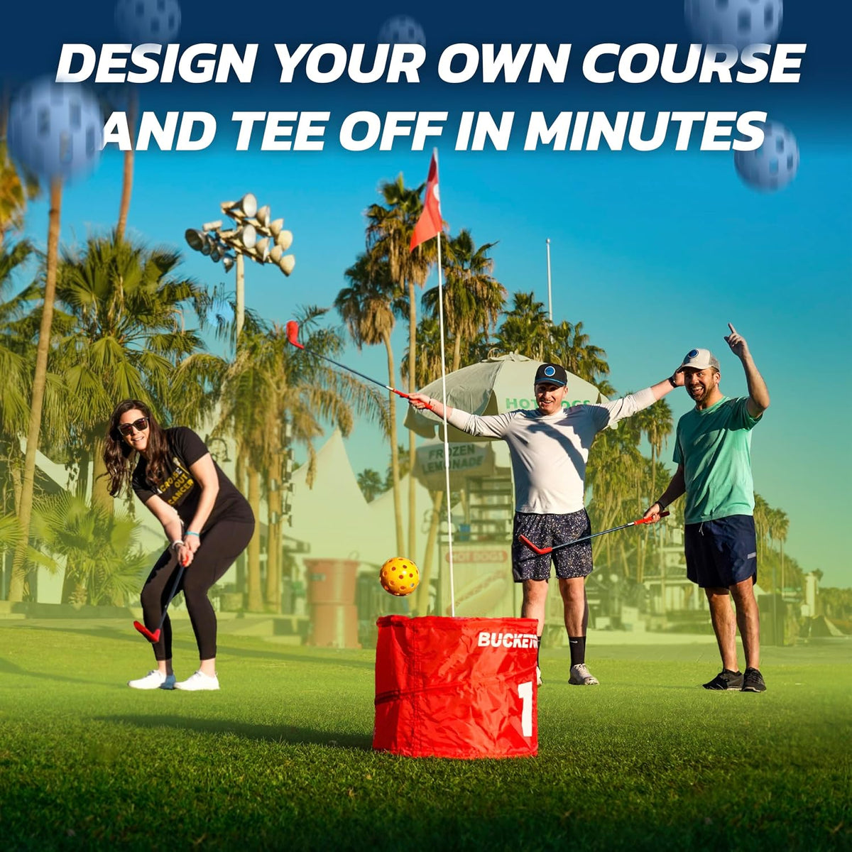 BucketGolf 6 hole backyard golf game bundle with clubs and carry bag - view 8