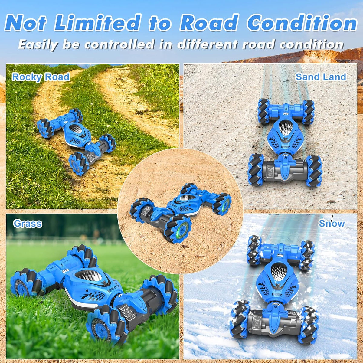 Fosgoit Gesture Sensing RC Stunt Car - Blue-black - image 3