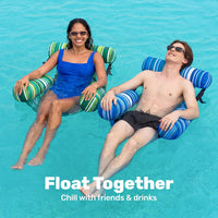 SLOOSH Inflatable Pool Floats Adult - Green,Blue-Stripes - image 3