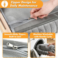 Cloud-Soft Wooden Cat Window Sill Perch with Zipper Cushion - Gray / Medium - image 2