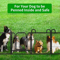 Puppy Playpen 8 Panels Small Dog Fence Outdoor Indoor Use 24" Height Anti-Rust with Doors Portable Dog Play Pen for RV Camping Yard, Total 15FT, 17 Sq.ft, Snowy Black