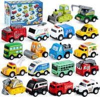 JOYIN 18 Pcs Pull Back City Cars and Trucks Toy Vehicles Set - Classic Cars Set