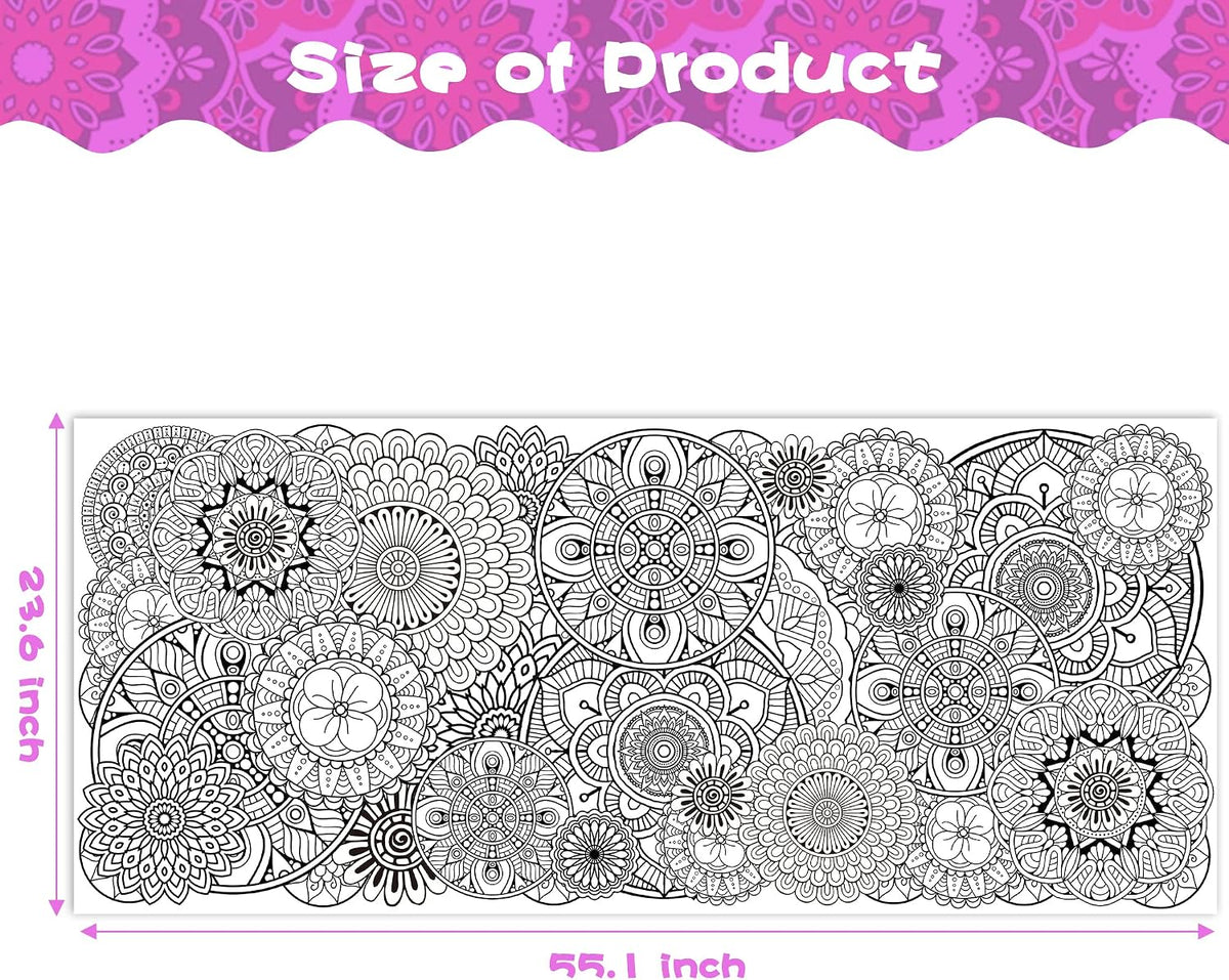Dvbonike Jumbo Mandala Coloring Poster Giant Flower DIY Drawing Paper - Circular Flower - image 2